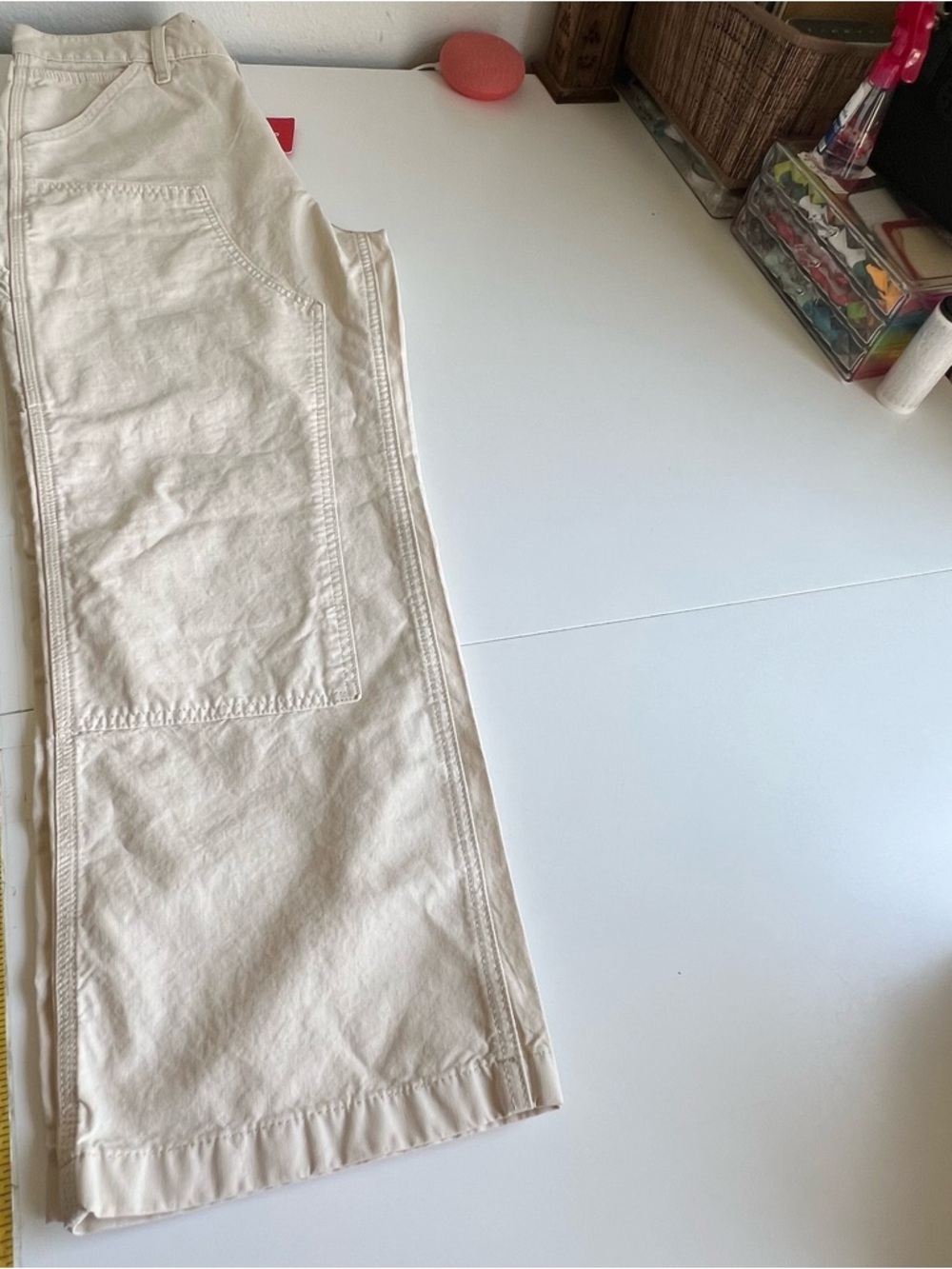 Lucky Brand Men's 287 Loose Carpenter Cargo Pants Cream Shoelace 32/30 NWT - Picture 14 of 16